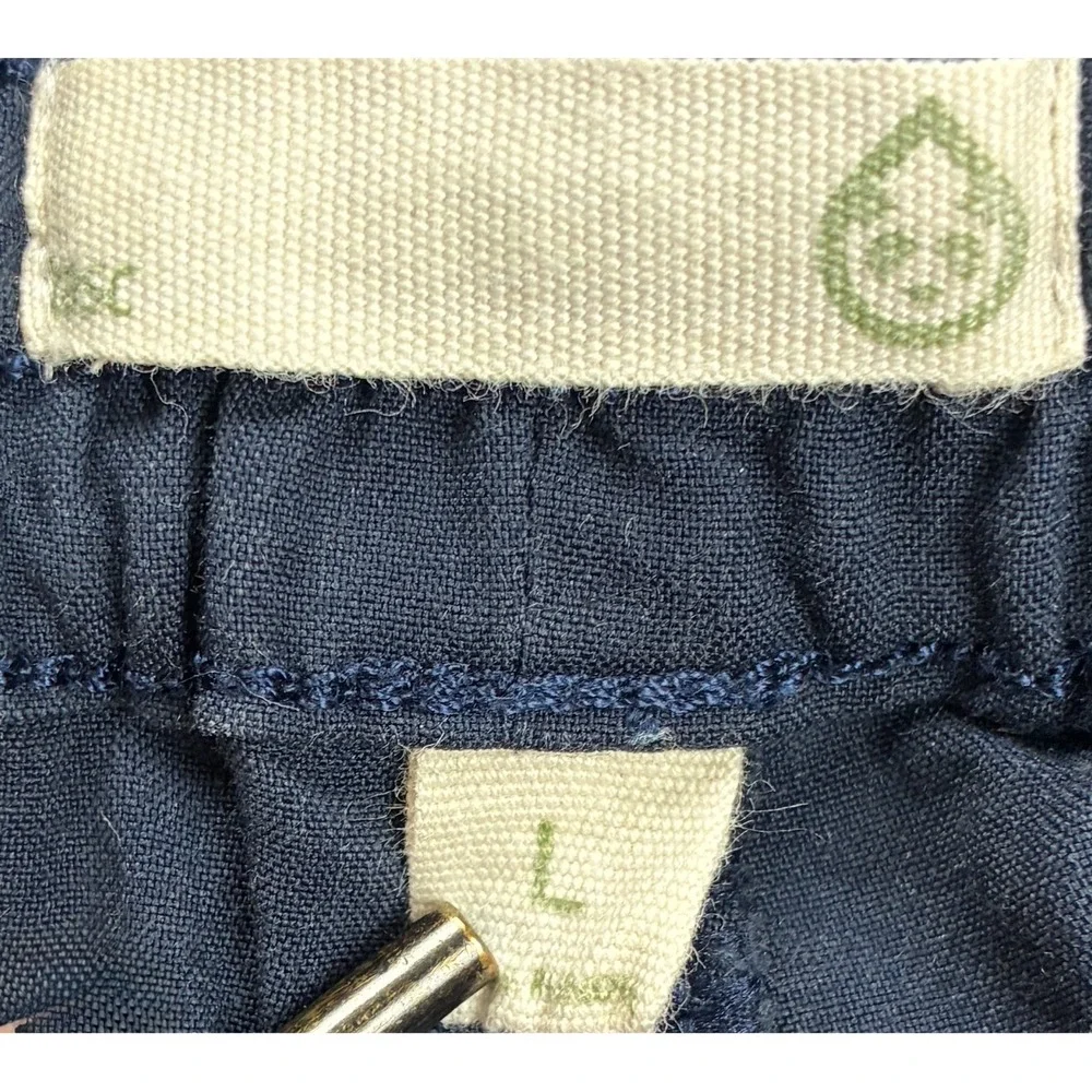 Mens Navy Blue Swim Trunks Size Large Drawstring Elastic Waist 6 Inseam